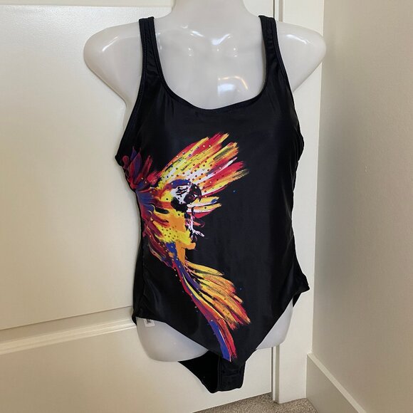 Nicole Miller square neck Parrot Print One Piece swimsuit size 8 - Picture 2 of 9